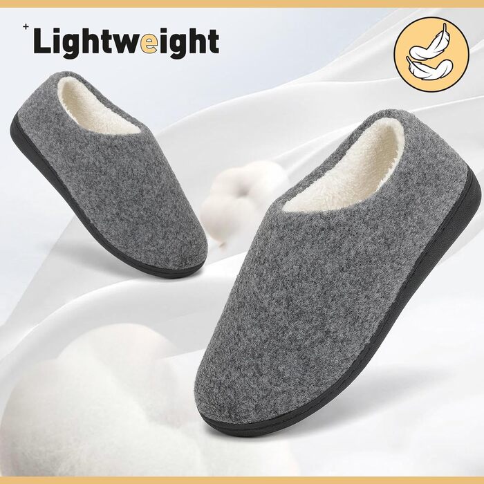 Тапочки халатні Mishansha зимові, теплий memory foam, підошва з твердим протектором, розмір 36-47, білий (сірий, 40/41 EU)