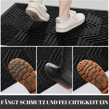 Килимок для дому та вулиці Yimobra - грязеуловлюючий, неслизький, миючий, вологостійкий (75 x 43 см, чорний)