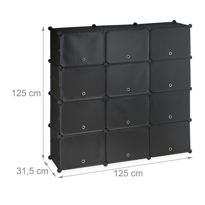 Relaxdays Black Shoe Cabinet with 24 Compartments