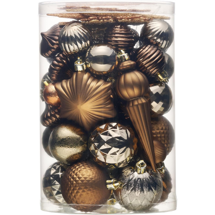 Набір прикрас для ялинки Valery Madelyn 60 шт. Ялинкові кулі бронзово-золотого кольору, міцні, з кріпленням, для новорічного декору