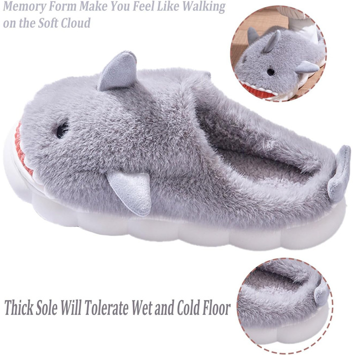 Тапочки жіночі та чоловічі зимові з плюшу, теплі, зручні, з антиковзким покриттям (43/44 EU, сірий)