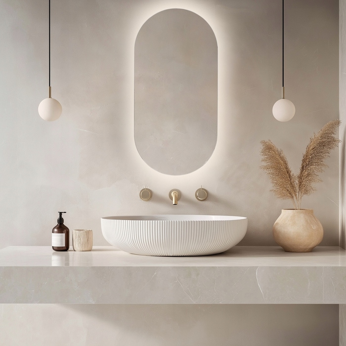 Стінове овальне LED-дзеркало 50x100 см без рами з підсвіткою (без вимикача)