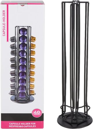 Тримач для капсул Nespresso MOLEDINO – органайзер для 40 капсул, обертання 360°, чорний
