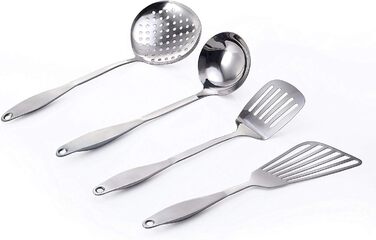 Skimmer Spoon/Strainer Ladle - Stainless Steel - with Sanding Handle - Perforated Style for Kitchen Food - by Cenka (13.2-inch) by CENKA