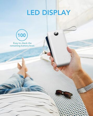 Power Bank VRURC 20000mAh з LED дисплеєм: швидка зарядка 22,5W, USB-C, для iPhone, Huawei, Samsung