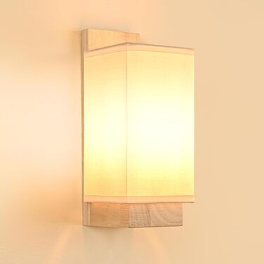 Настінний світильник Gleonlux з дерева, вінтажний стиль, E14, тканинний, для дому, індустріальний, для сходищ, вітальні, спальні, коридору, квадратний (10x12x25)