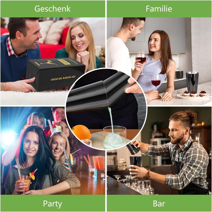 Cocktail Shaker Set, oGoDeal Boston Cocktail Shaker Black with Stand, 27pcs Bar Equipment Bartender Set Cocktail Mixer Accessories, Stainless Steel Cocktail Gift Set Mixology Bartender Kit Set 1