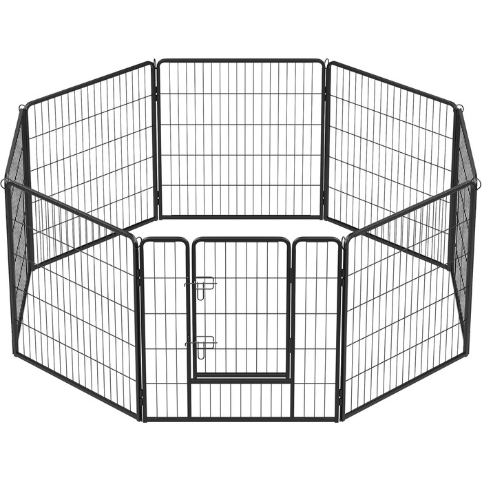 Вольєр для тварин Feandrea Freilaufgehege XL (77x80 см), чорний, з 8 панелей, DIY, для дому та вулиці