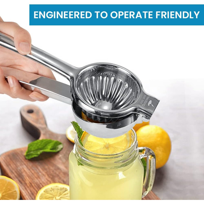 Lemon press, lime press, citrus press, stainless steel citrus press, manual juicer, manual citrus press for juicing lemons & limes, vegetables (medium) (Large)
