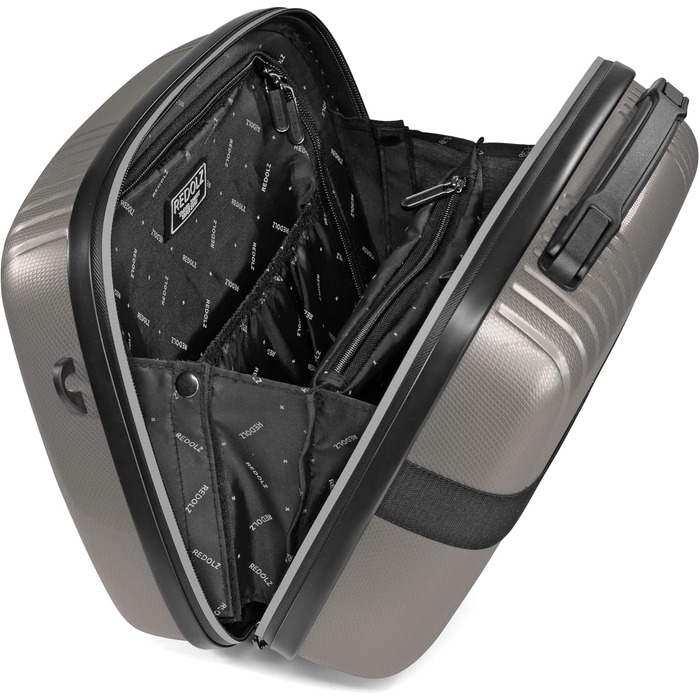 Набір пластикових валіз REDOLZ з косметичкою, 4 предмети, Coffee Grey Metallic