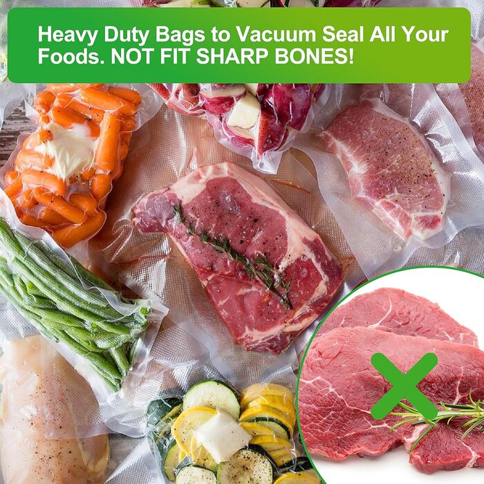 Trintion Vacuum Bags, 200 Bags 20x30cm Vacuum Bags for all Vacuum Sealers & Food Vacuum Sealer, Extractable Packaging Design, Cookable Sous Vide Freezer Bags, Embossed Air Channels