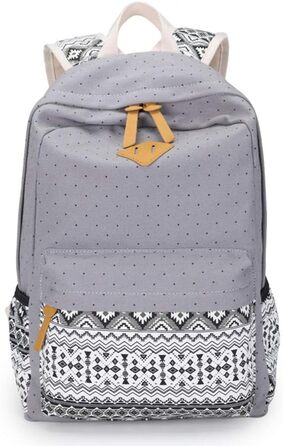 Стильний рюкзак для дівчат та жінок: полосатий вінтажний рюкзак з канвасу (сірий)