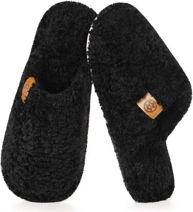 Домашні тапочки Dokela для жінок та чоловіків, зручні, з піною пам'яті, з штучним хутром, закриті, легкі, антиковзаючі (46/47 EU, Чорний)