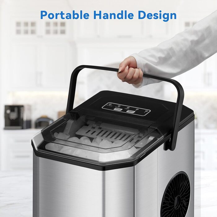 Льодогенератор Eiswürfelmaschine 120W, 9 кубиків за 6 хв, 11.8 кг/24год, самоочищення, з лопаткою та кошиком для вечірок, офісу, бару, кемпера, 2.3 л