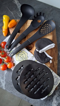 Набір каструль Hoffner, алюміній з мармуровим покриттям, чорний, 17 предметів