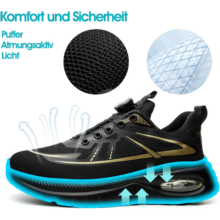 Черевики безпеки для чоловіків та жінок. Робочі черевики, черевики для професій. Сталевий капак, легкі, чорні. Розміри 37-46 EU