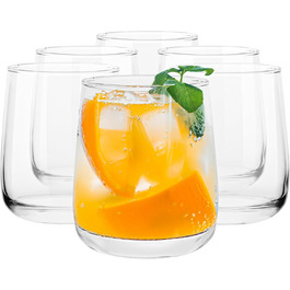 Drinking Glasses Water Glasses Set | 300 ml | Set of 6 | Gin Glasses, Tumbler Set Drinking Glasses Water Juice Tumblers Cocktail Glasses Set | Dishwasher Safe | Emma Collection