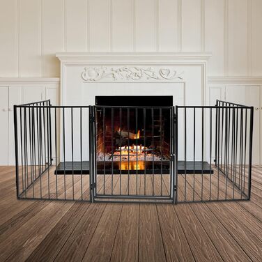 Захисне ґратка для каміну, 310 см, металева перегородка з дверима, захист для печі, дитячий ворота, захист тварин, захист для дітей, білий 310 см (304 см чорний)
