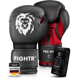 Боксерські рукавички FIGHTR® - Максимальний захист та стабільність | Для боксу, ММА, муай-тай та кікбоксингу | Розміри 8-16 oz, з чохлом (12 oz, Чорний / Червоний)
