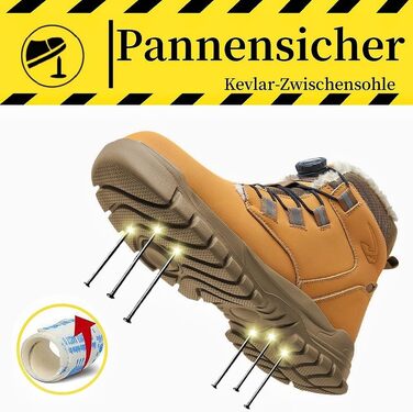 Зимові захисні черевики для чоловіків та жінок. Легкі, з поворотним замикачем, неслизькі, зі сталевим підноском, водонепроникні, теплі, з підкладкою, захисні черевики (38 EU, помаранчевий)