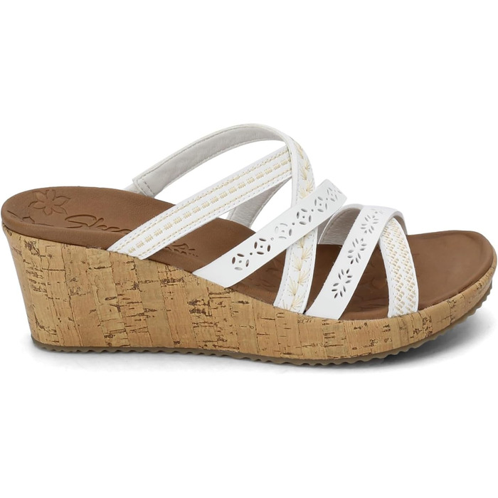 Босоніжки жіночі Skechers Beverlee Tiger Posse на танкетці, білі - 39 EU (широкі)