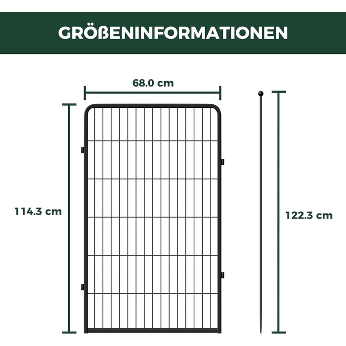 Вигул для цуценят FXW Rollick: для двору, кемпінгу, маленьких та середніх собак | 4 панелі, 115 см, чорний