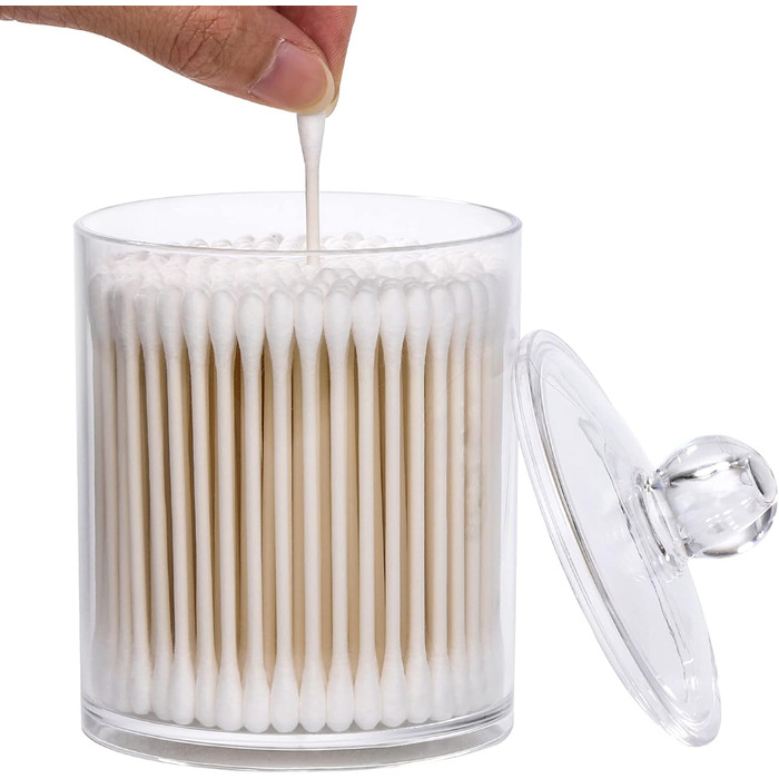 Набір контейнерів для ватних паличок, кульок та дисків Tbestmax, 3 шт. з дерев'яними кришками, 340 мл (12oz)