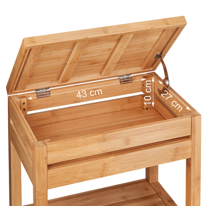 Relaxdays Bamboo Shelf with Shelves and Lid