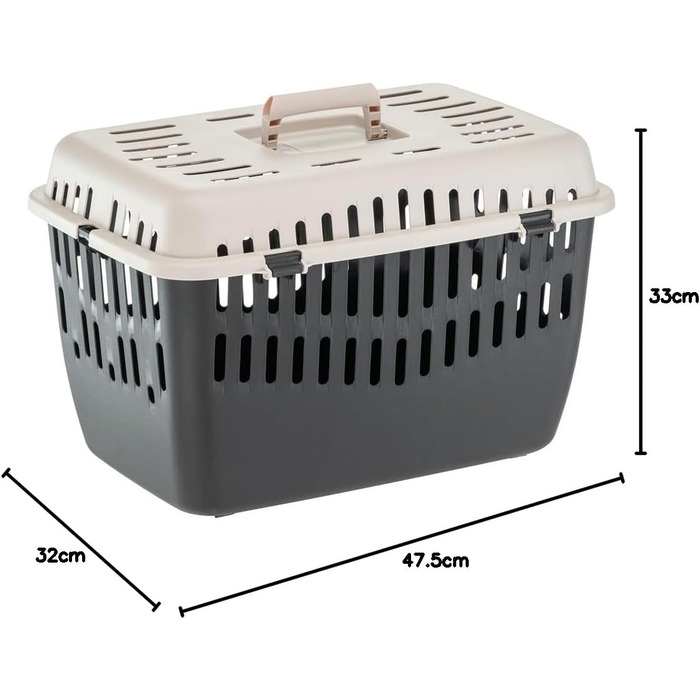 Переноска для кота Ferplast Binny 2, переноска для собаки, переноска для домашніх тварин, для маленьких собак та котів до 8 кг, складаний ручка M (48 x 32 x 33 см)