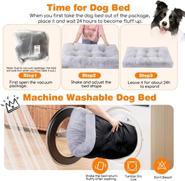 Nobleza Dog Bed for Large Dogs, Washable, Super Soft and Fluffy Anti-Anxiety High-Quality Plush Dog Bed with Non-Slip Bottom, Dog Cushion, Dog Mat, 110x73x10 cm, XL