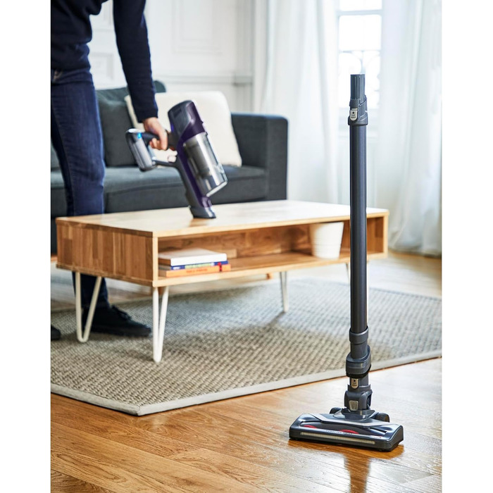 Rowenta RH6838 X-Pert 6.60 ESSENTIAL Cordless Vacuum | Stick and Handheld Vacuum in One | 45 Minute Run Time | LED Nozzle | Removable Battery | Includes Upholstery & Crevice Nozzle | Red/Black without Pet Hair Brush