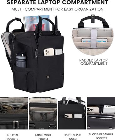 Жіночий рюкзак LOVEVOOK, великий, водонепроникний, для подорожей, з відділенням для ноутбука 15,6 дюймів, для школи, університету, бізнесу, чорний