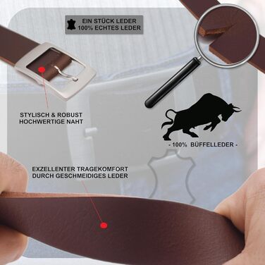 Жіночий шкіряний ремінь Friedrich Hoffmann, ширина 4 см, коричневий, 120 см (зроблено в Німеччині)