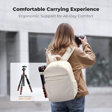 Сумка-рюкзак для фототехніки K&F Concept: компактний та легкий рюкзак для DSLR, дзеркальних камер та штатива з дощовиком, колір слонова кістка