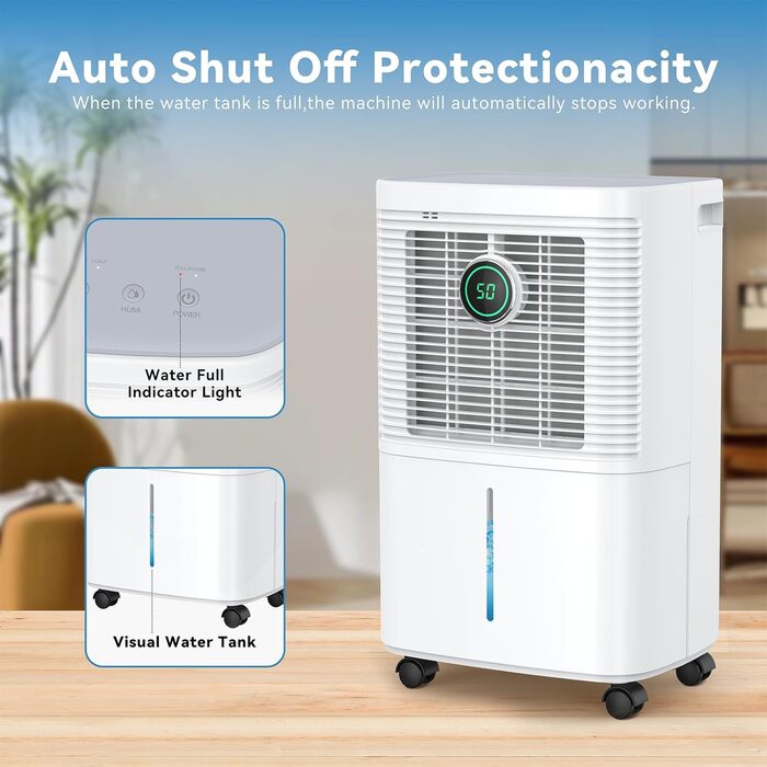 Invito Dehumidifier Electric 12L/24h with Digital Humidity Display, 24H Timer, Continuous Drainage, Room Dehumidifier, Laundry Drying, Suitable for Apartments/Basements