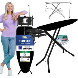 Сталевий прасувальний стіл STAHLMANN® [120x38] з платформою для одягу – міцний, стабільний, виготовлений в ЄС
