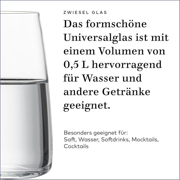 Zwiesel Glas Universalbecher Vivid Senses (4-piece set), versatile drinking glasses, dishwasher-safe Tritan crystal glasses, Made in Germany (Art.-Nr. 122425)