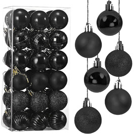Новорічні кулі Taeku, 4 см, 36 шт. - набір прикрас для ялинки, чорний колір