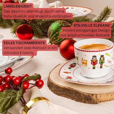 Набір посуду SÄNGER Bilgola, 18 предметів, для 6 осіб: тарілки для супу, десерту та їжі з порцеляни, 12 кавових чашок, PREMIUM COLLECTION (дизайн