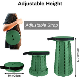 Трапляний розкладний стільчик-телескоп Hesanzol для кемпінгу, риболовлі, відпочинку на природі, максимальне навантаження 180 кг, зелений