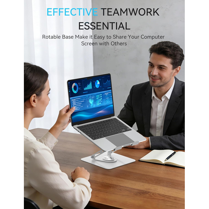 Підставка для ноутбука Soundance: регульована висота, 360° обертання, для екранів 10-15.6 дюймів, чорна