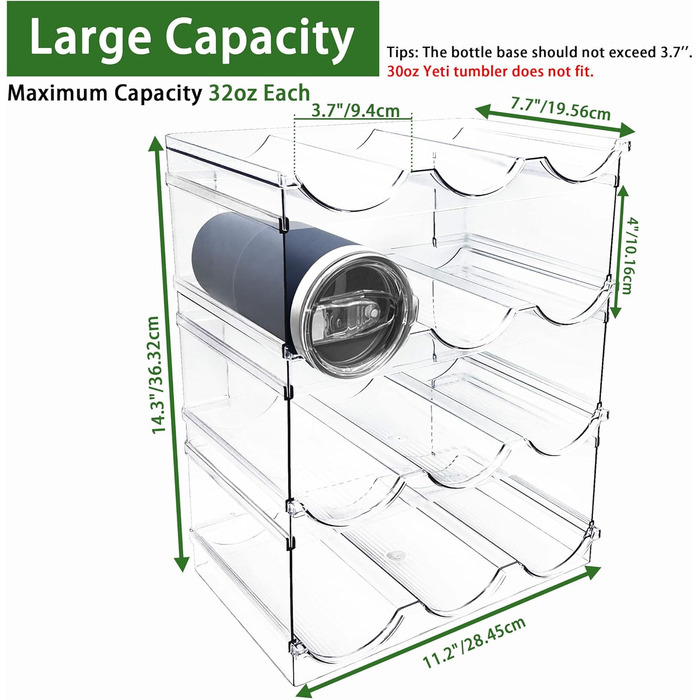 4-Piece Stackable Bottle Rack, Plastic Bottle Holder for Refrigerator, Cabinet, Kitchen Organizer Storage & Organization, Wine Bottle Kitchen Cabinet Storage