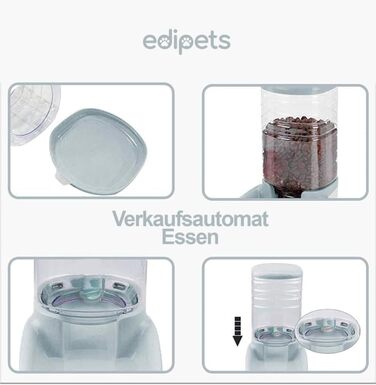 Автоматичний диспенсер для корму та води для котів та собак Edipets, 3.8L, сірий