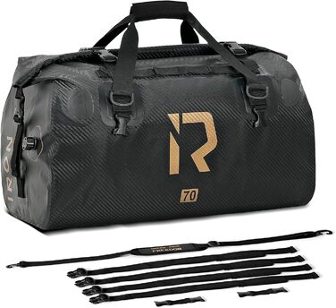 IRON JIA's Motorcycle Bag Luggage Roll Waterproof Motorcycle Rear Bag Saddlebag Travel Bag with roll-sealed shoulder straps suitable for motorcycle, cycling, camping, watersports - (Carbon Fiber, 70L)