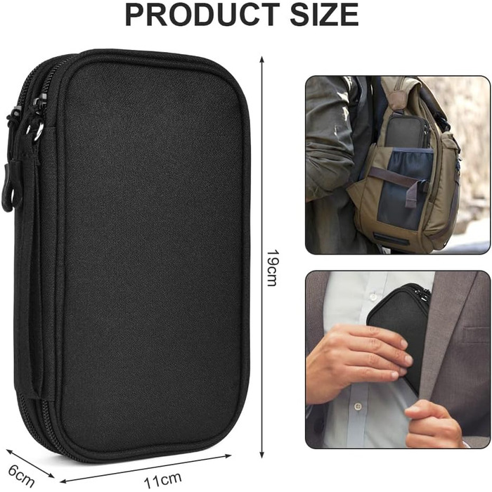 Органайзер для кабелів AMFUN - універсальний кейс для зарядних пристроїв, кабелів, USB-накопичувачів, Power Bank (чорний)