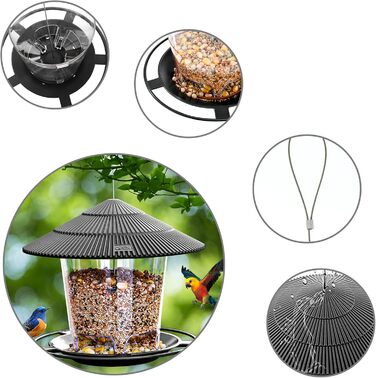 SANOTO Hanging Bird Feeder - Weatherproof Birdhouse for Wild Birds - Cone Flower Design - Brown - Balcony & Garden