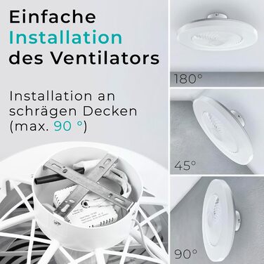 Стельовий вентилятор Noaton Triton 12050B з LED підсвіткою, диммування, 3 режими кольору, пульт ДУ, таймер, діаметр 50 см, білий