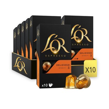 Кава в капсулах L'Or Espresso Delizioso (інтенсивність 5), сумісні з Nespresso, 100 капсул (10 упаковок по 10 шт)