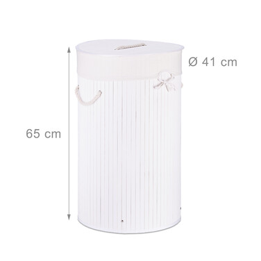 Relaxdays Bamboo Laundry Basket, Round
