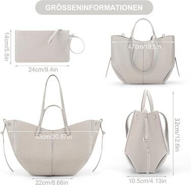 Велика жіноча сумка-шопер TIAASTAP з екошкіри, елегантна сумка на плече для університету, покупок, подорожей (Сіра)